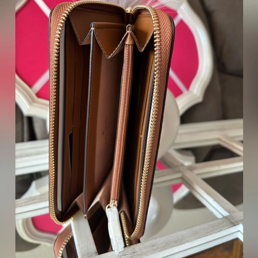 Kate Spade Brown Leather Zip Around Long Wallet - Picture 6 of 6
